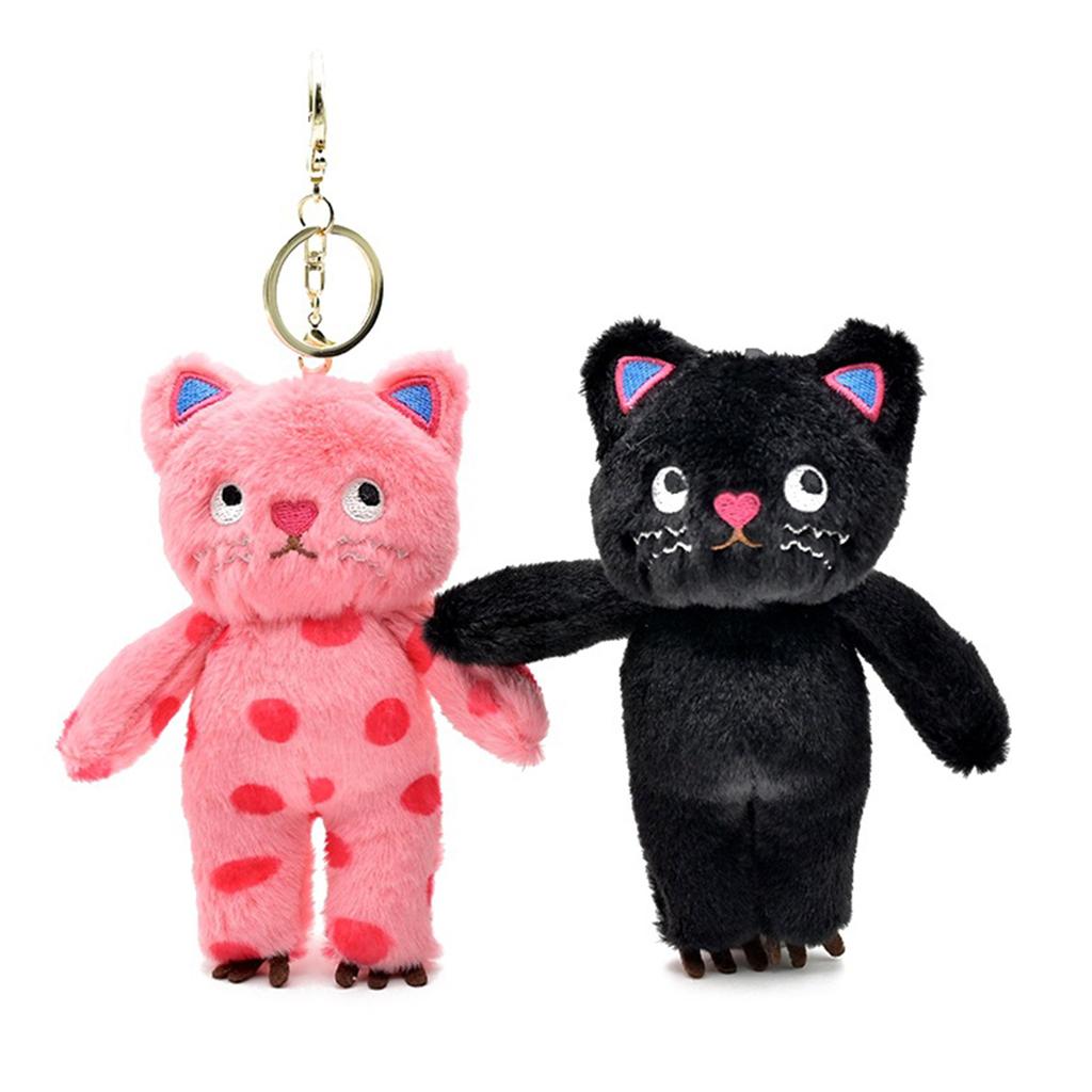 Speechless Cat Keychain Plush Mysterious Black Cat Doll Toy Keyring Bag Charm Backpack Decor Car Keys Holder for Couple