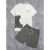 2026 Zomer Casual Korte Mouw Modieus Ademend Sport Set Losse Pasvorm Sneldrogend Heren Korte Mouw Hip-Hop Beer Print Set