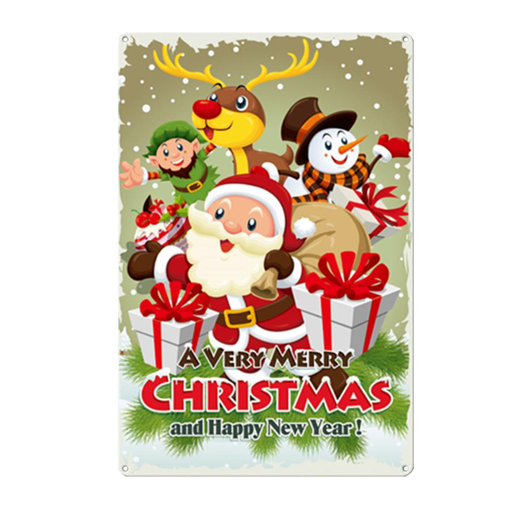 Merry Christmas Metal Tin Sign Plaque Santa Claus Posters New Year Iron Painting Home Bar Cafe Pub Decoration Wall Art Plates