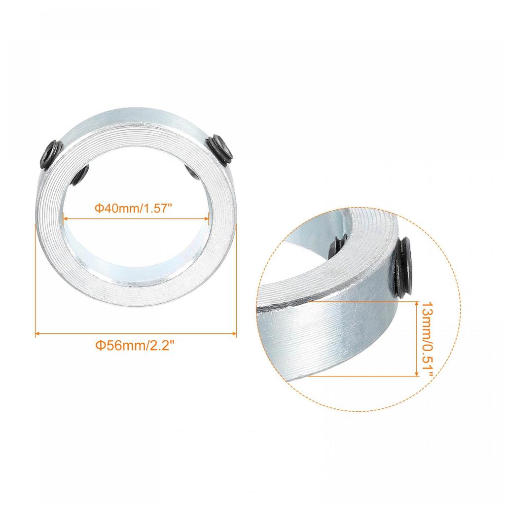 uxcell Zinc Plated Carbon Steel Shaft Collars, Set Screw Clamp Collars, Silver Tone, 40mm Inner Diameter, 4 Pieces