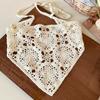 Lace Triangle Hair Scarf Headband Hollow Knitted Flowers Headscarf Hair Tie Band for Women Headwarp Hair Accessories Turbans