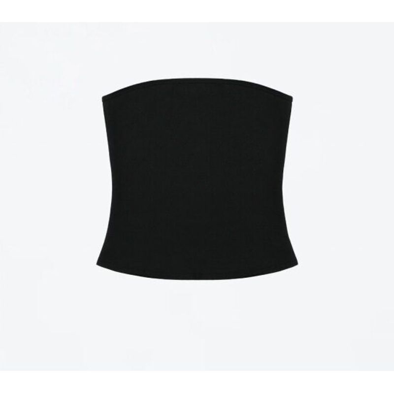 

European and American Style Vest Tube Top for Women, Summer Elastic Tight-Fitting Waist-Cinching Chest-Wrapping Short American-Style Hot Girl Top Black S