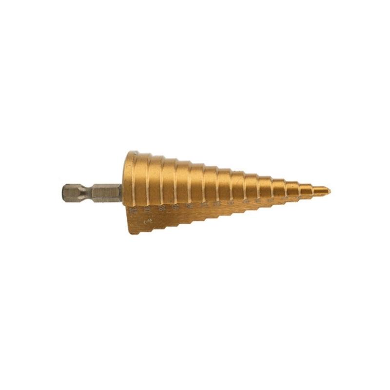 High Speed Steel Step Drill Bit with 1/4" Hex Shank for Enhances Precisions Cutting In Metal Sheet Wood and Plastic