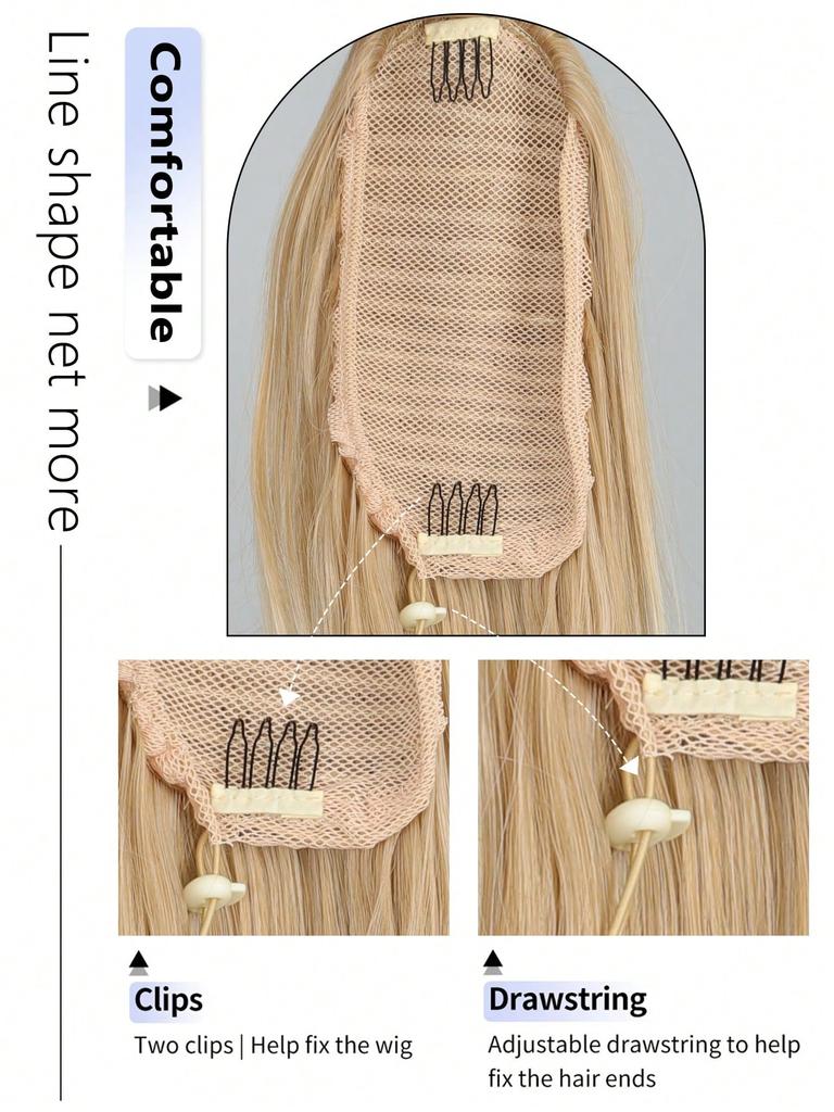 Synthetic Long Curly Layered Wavy Drawstring Pony Tail 24-inch For Women Heat Resistant Fake Hair