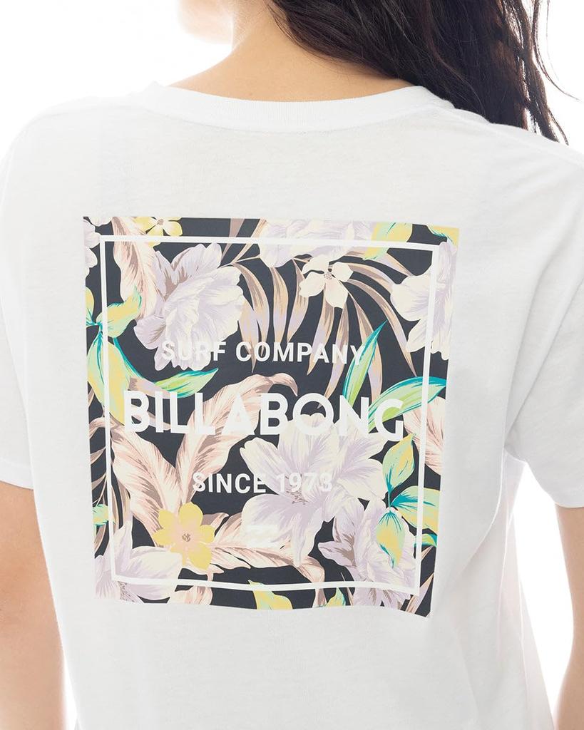 Billabong Modern Square Logo Boy Fit White Tee, Women's,