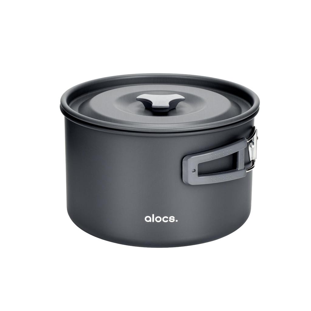 Alocs 3L Camping Lightweight Camping Hard Anodized Outdoor Camping Folding Camping Storage Bag Suitable for People Cookware, Pot, Cooker, Aluminum,