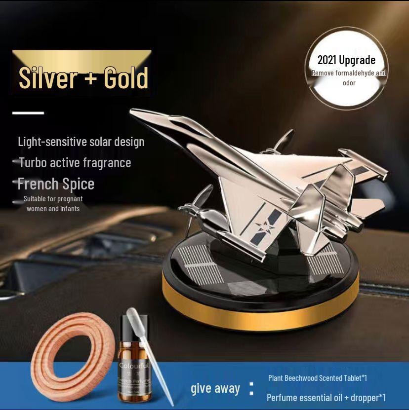 Solar-Powered Airplane Car Perfume - Innovative Men's Car Ornament for Center Console