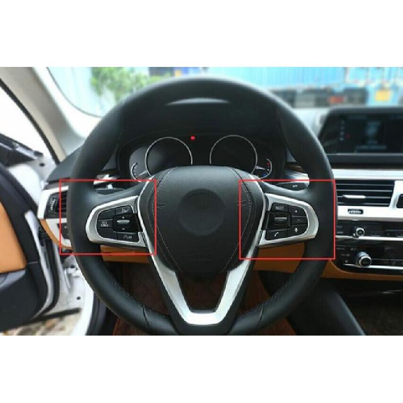 For BMW 5 Series G30 2018-22 Steering Wheel Button Frame Cover Trim Matte Silver