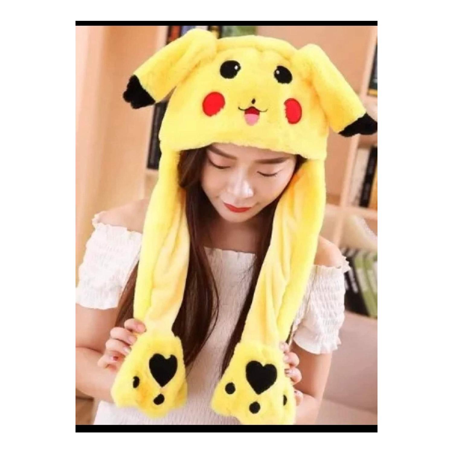 

Плюшевая шапка со светодиодной подсветкой Pokemon Moving Ears Rabbit Pikhacu, 4 режима жёлтый