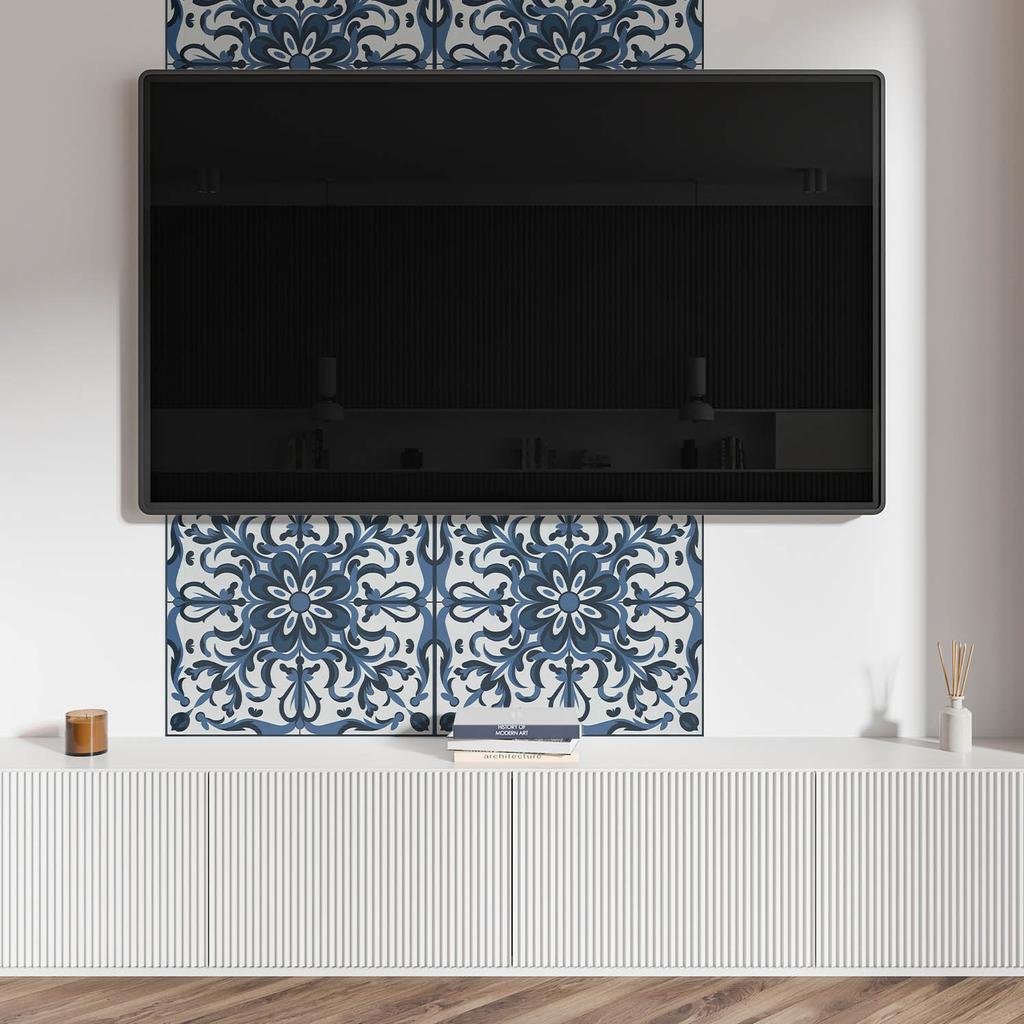 Naklejany Panel Pcv Z Motywem Idealny Do Przedpokoju 100X50 Cm Kwiatowy Wzór Z Ornamentami
