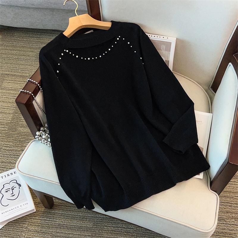 Plus Size Women's Thickened Sweater, Bust 150-160cm, Round Neck Knitwear, Suitable for 200-300 Jin