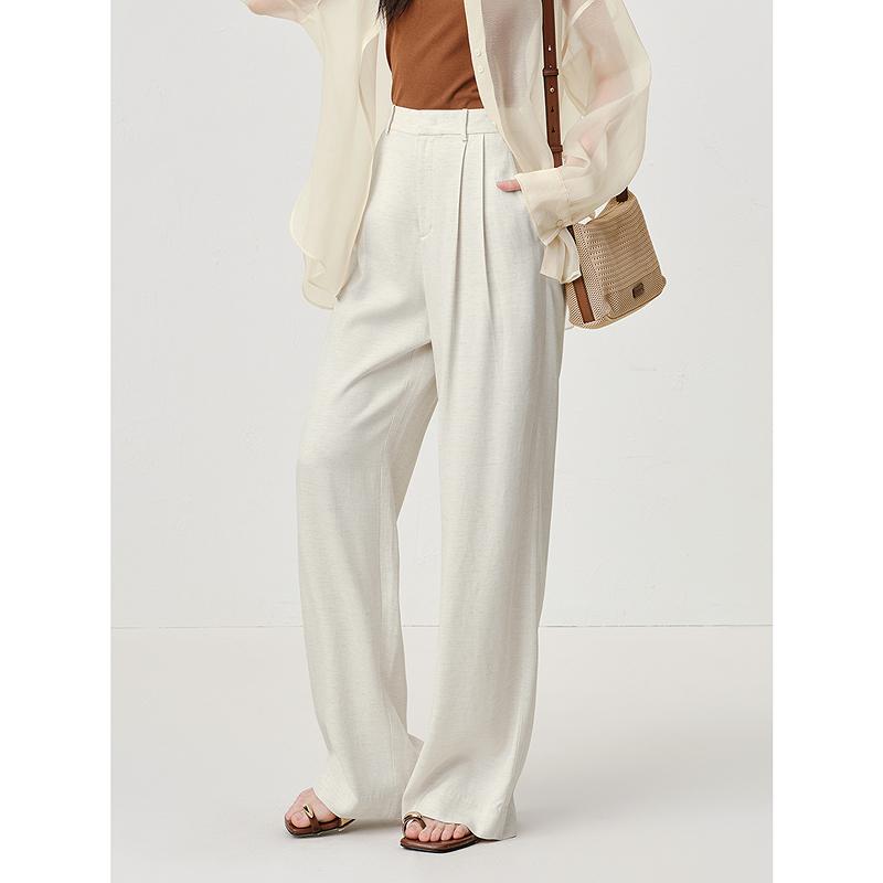 Jiuzi Anna Kou Temperament Old Money Wind Pleated Straight Leg Pants