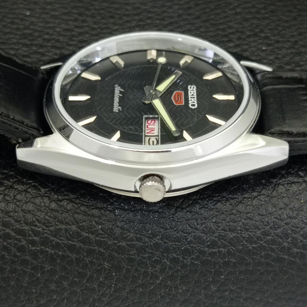 REFURBISHED VINTAGE SEIKO 5 AUTOMATIC 6309A JAPAN MENS BLACK WATCH a701732-5 R206c-a701732