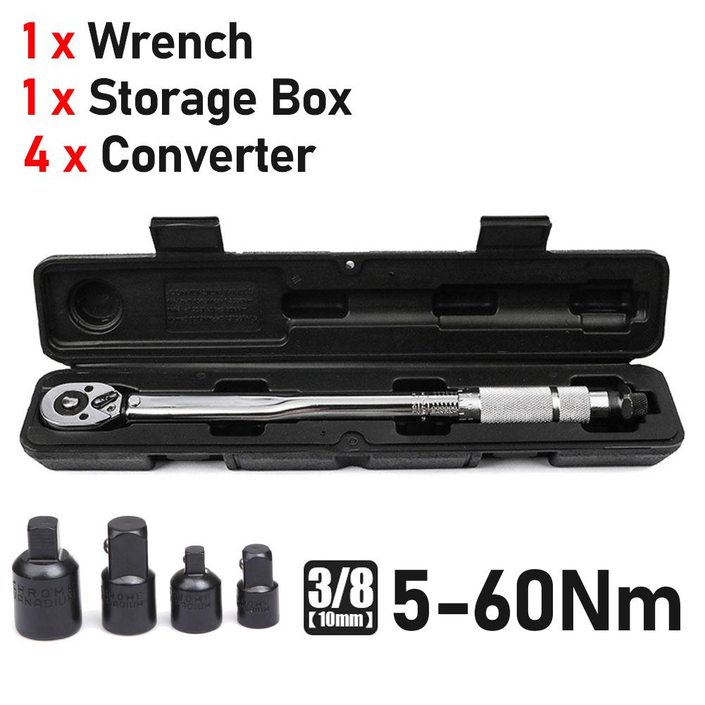 Ratchet Torque Wrench Square Drive 5-60N.m Reversible Ratchet Key 3/8 Inch Adjustable Torque Spanner Precise Preset Hand Tool