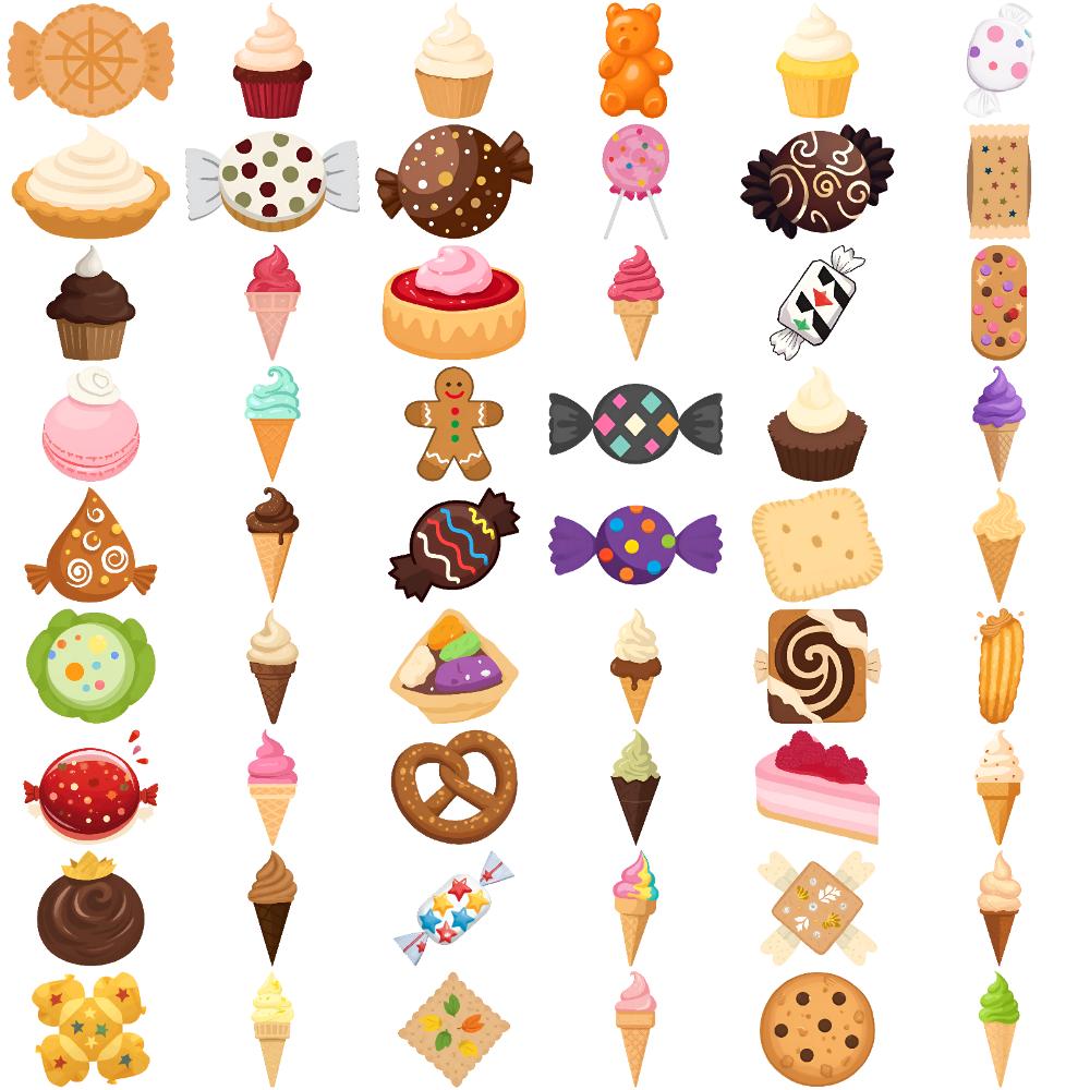 54pcs Temporary Tattoo Cookie Temporary Tattoo Stickers Macaron Candy Waterproof Long-lasting Body Stickers Cupcake For Cheeks