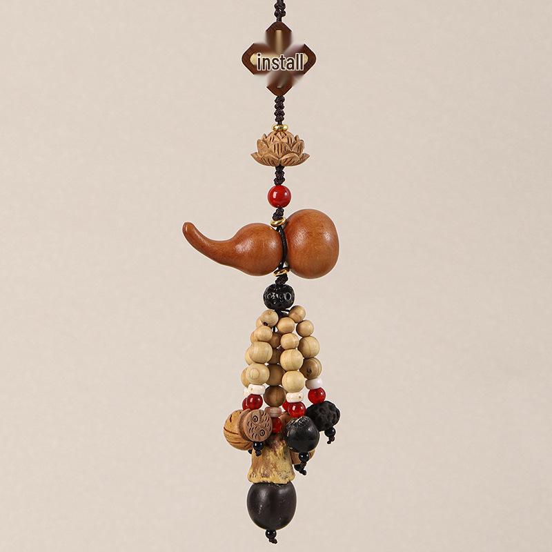 Peace Fortune Sandalwood Bodhi Gourd Pendant - Creative Luck Charm and Car Accessory