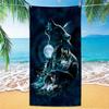 Blauer Mond Wolf Strandtuch, Heulender Wolf Druckhandtuch für Teenager Jungen, Ideal für Sommer Strand Pool Reisen