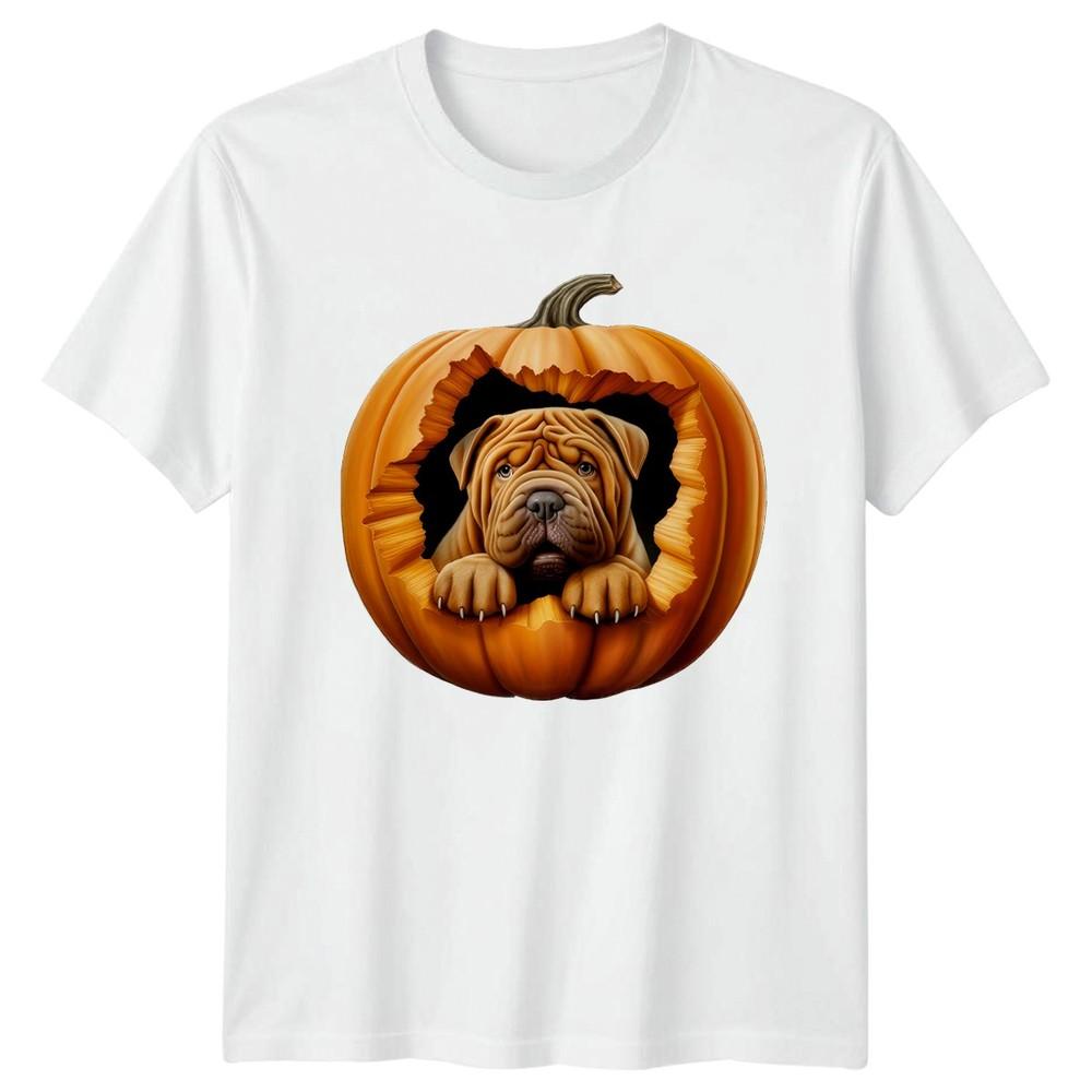 Shar Pei Peeking Out Pumpkin TShirt Shar Pei Halloween Gift For Him And Her S