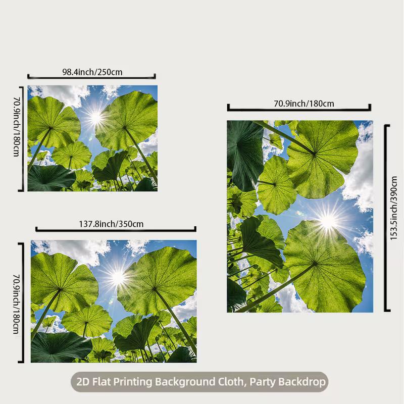 2D Green Lotus Leaves Sky Backdrop, Nature Themed Photography Background Banner
