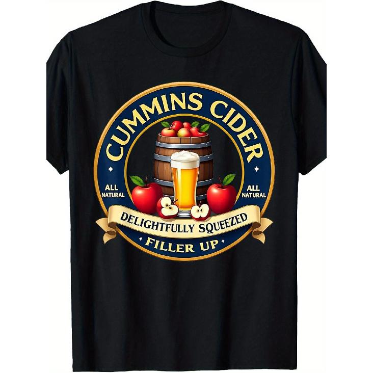 Funny Hard Dickens Cider Drinking Humor Vintage Pinup T-Shirt, Casual Wear, Humorous Apparel, Retro Design, Pinup Style, Breathable Material, S чёрный