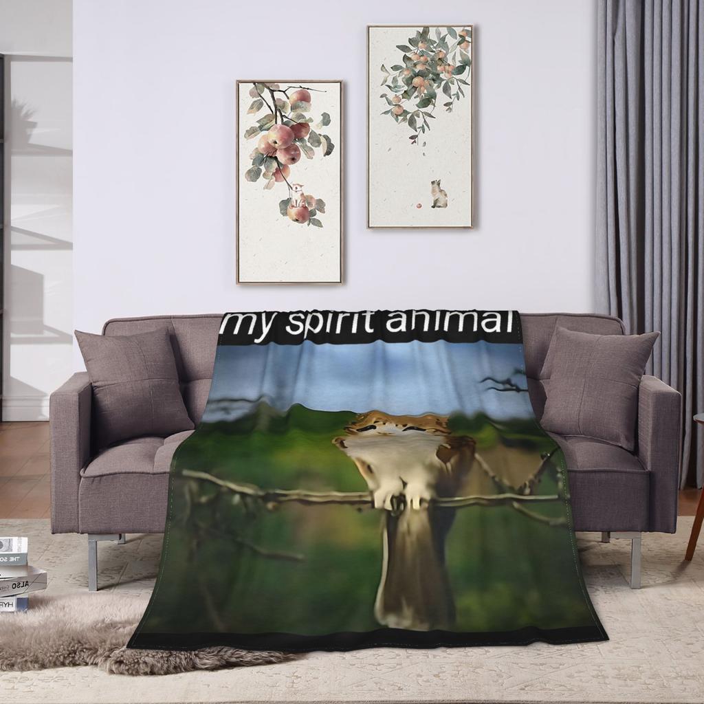 My Spirit Animal Funny meowl Meme Blanket Super Warm cat owl Meme brainrot Throw Blanket Winter Travel Couch Bed Bedspread