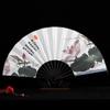 Magpie Hand Held Fan Chinese Folding Silk Fans Sexy Lace Retro Decorative Fan Hanfu Cheongsam Cosplay Japanese Home Decoration