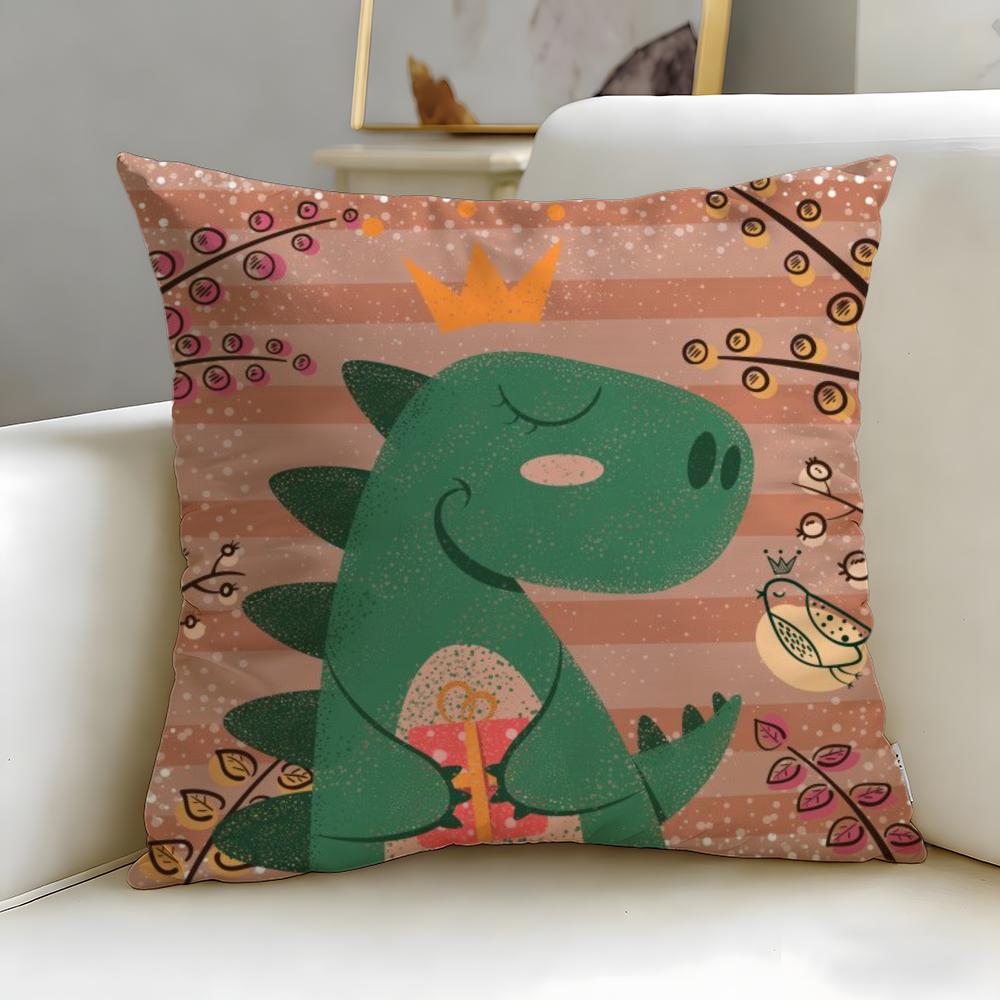 cartoon theme Cartoon Dinosaur Cushion Cover Soft & Easy-Wash Pillow Case – Versatile for Couch, Bed, Travel and Office