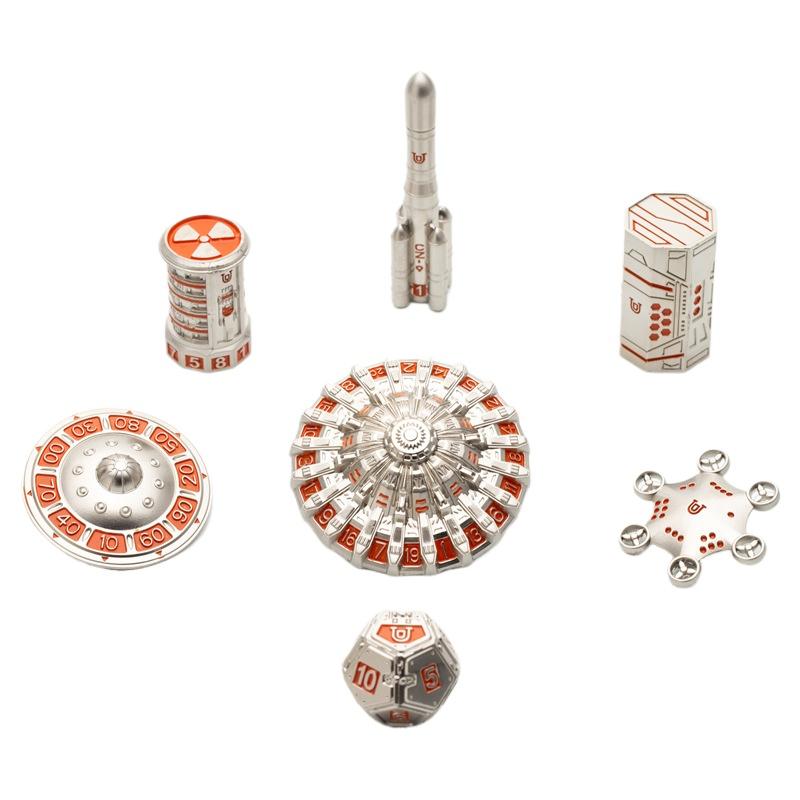 

7 игральных костей D20 Spinner, набор игральных костей UFO, уникальные игральные кости DND, игральные кости Pioneer, одинарные 20-гранные игральные кости, Dungeons and Dragons, TRPG, ролевые игры MTG Настольная игра 5.8*5.8cm красный/серебряный