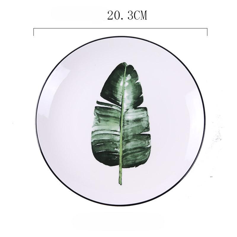 Green Plant Ceramic Plate Creative Cartoon Fruit Plate Household Western Steak Plate Ceramic Tableware