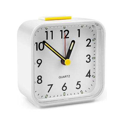 Reloj despertador de cuarzo con luz nocturna, sin tictac, función de repetición, silencioso, pequeño reloj de noche