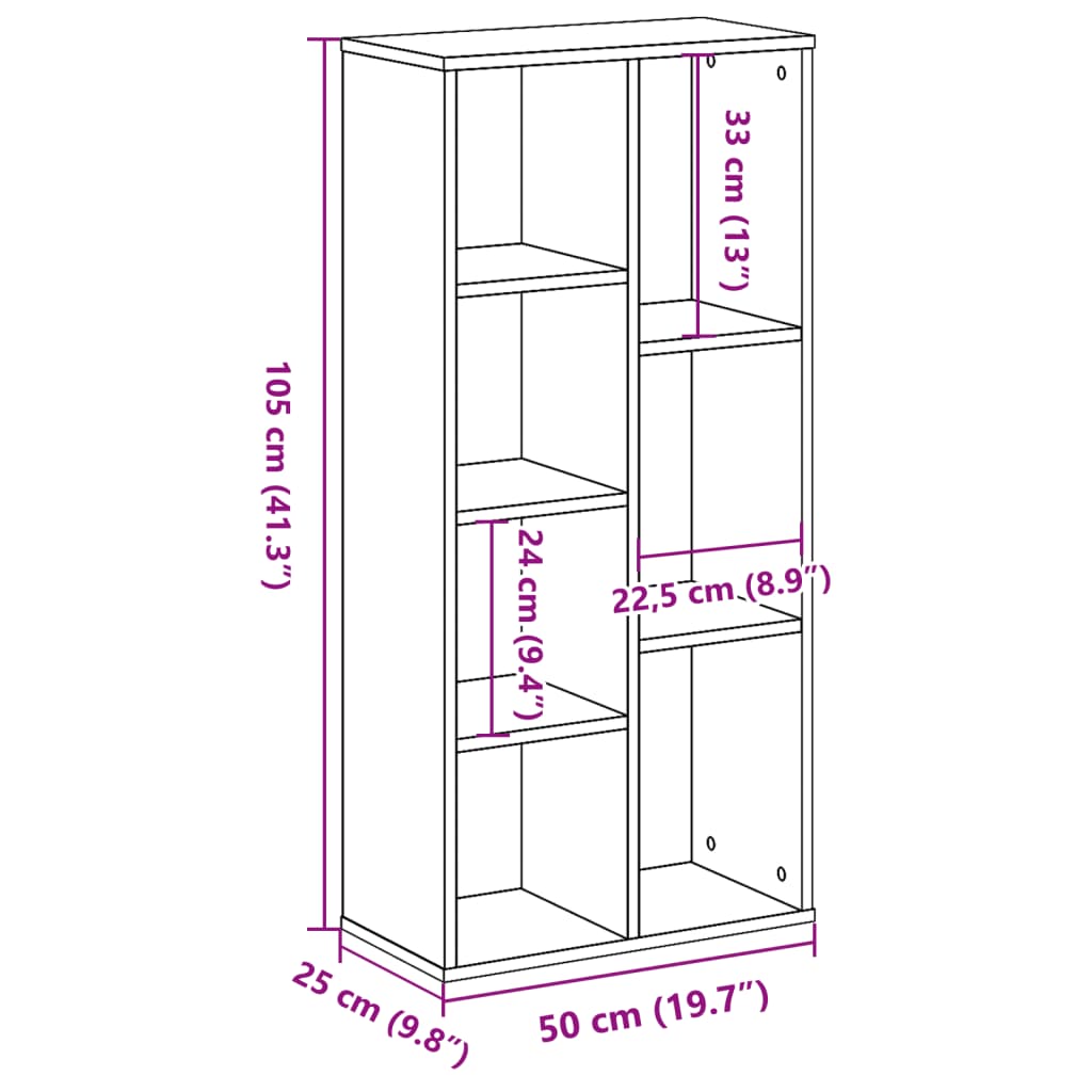 Study bookcase, living room decorative shelf, shoe rack in the entrance area, multifunctional storage shelf, 50x25x105 cm