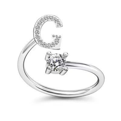 Zirkon Anfangsbuchstabe A-Z Buchstabenringe für Frauen Mädchen Verstellbarer offener Ring Name Alphabet Weiblich Hochzeit Modeschmuck Geschenk