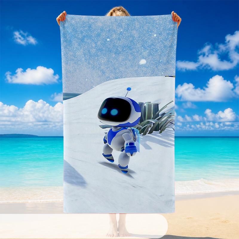 Quick Dry Beach Towel Astro Bot Pattern, Lightweight Absorbent Towel for Pool Beach Vacation Use