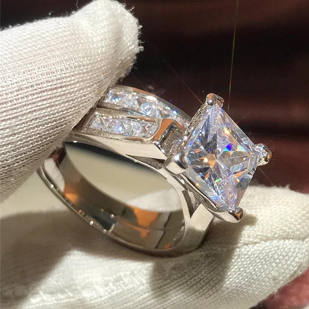 Caoshi 2er Set Eheringe für Damen mit strahlenden Zirkonia-Steinen Eleganter Schmuck Jubiläumsgeschenk für Ehefrau Klassische Bijouterie