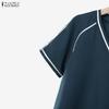 ZANZEA Women Short Sleeve Blouse and Shorts Summer Two Piece Suit Sets
