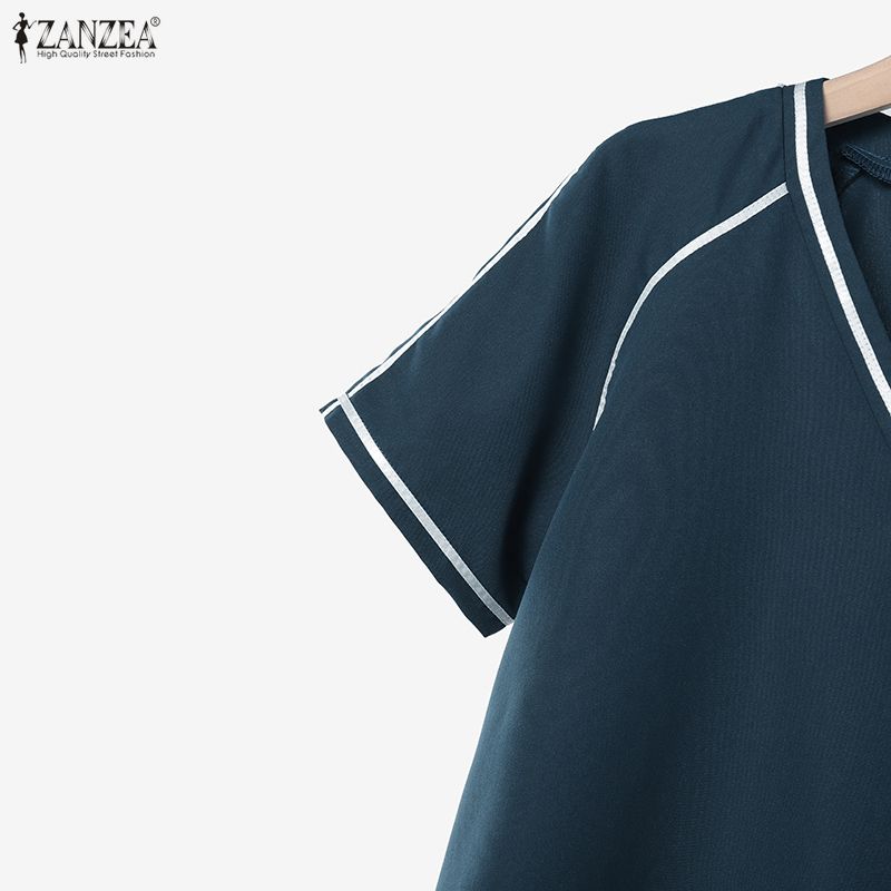 ZANZEA Women Short Sleeve Blouse and Shorts Summer Two Piece Suit Sets