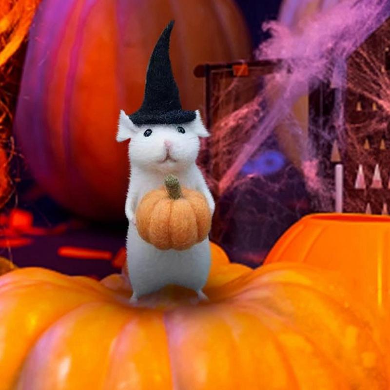 Good-Felt Mouse Decorations, Cute Felt Mouse Figurines For Halloween Decorations, Handmade Needle Felt Decorations
