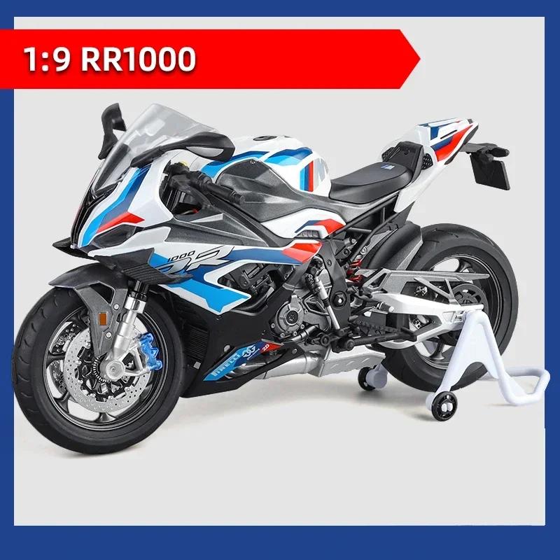 

1/9 BMW 1000RR Alloy Racing Motorcycle Diecast Metal Street Sports Motorcycle Model Simulation With Light Children Toy Gift