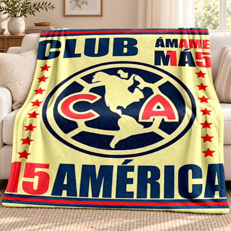 Club America Blanket Flannel Blanket Soft Cozy Plush Throw for Sofa Bed Lightweight Home Decoration Outdoor Camping