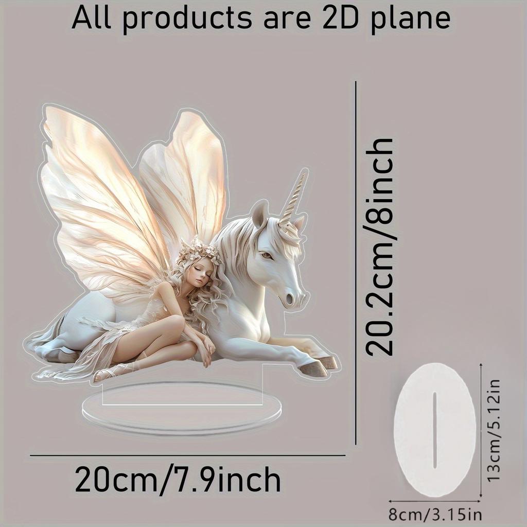 Fairytale, Angels and Unicorns, Acrylic, Office, Study, Desktop, Decoration, Gift