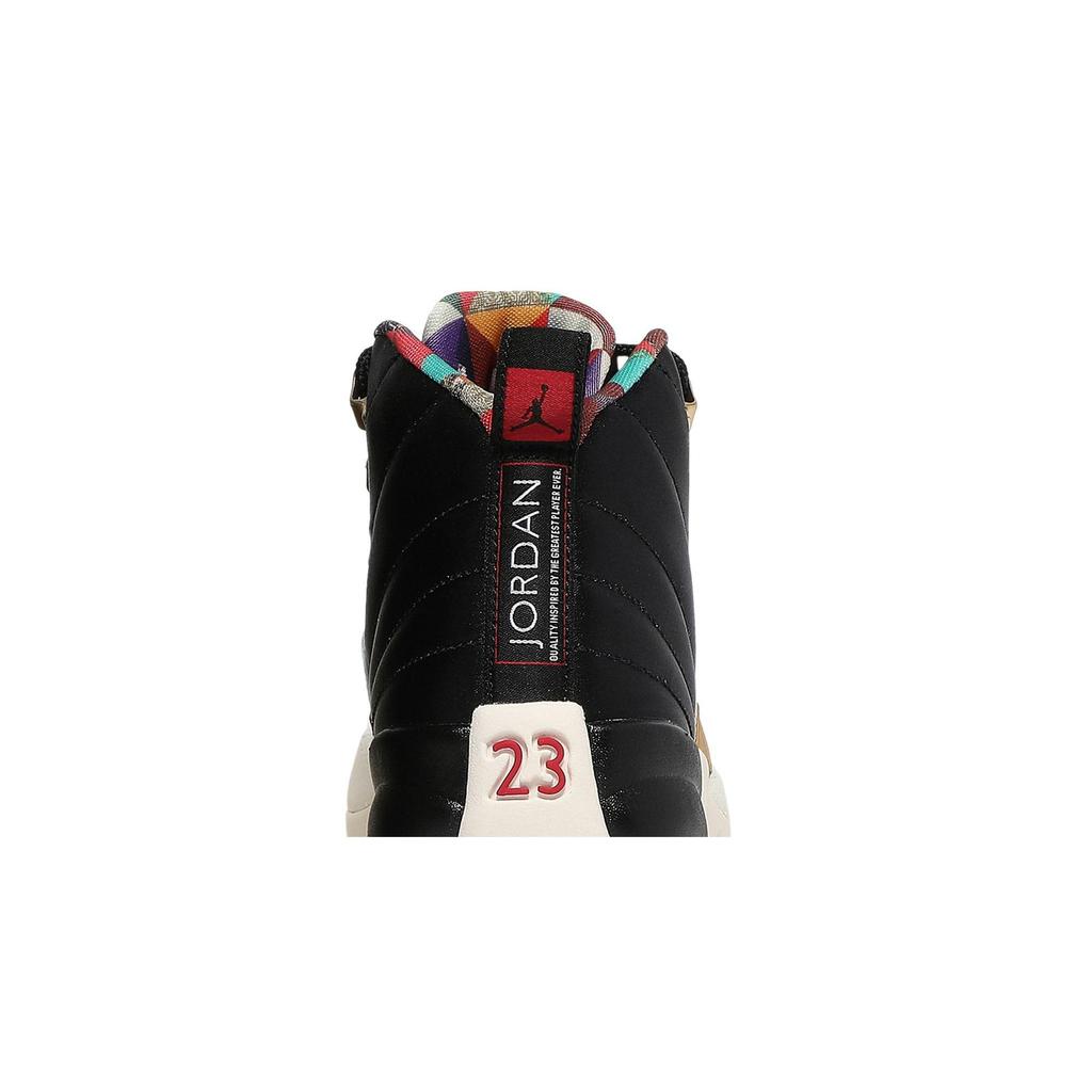 Air Jordan 12 Retro Grade School 'Chinese New Year' 2019 (Unisex) Black / Sail-Metallic Gold-True Red Kids' Basketball Shoes BQ6497 006