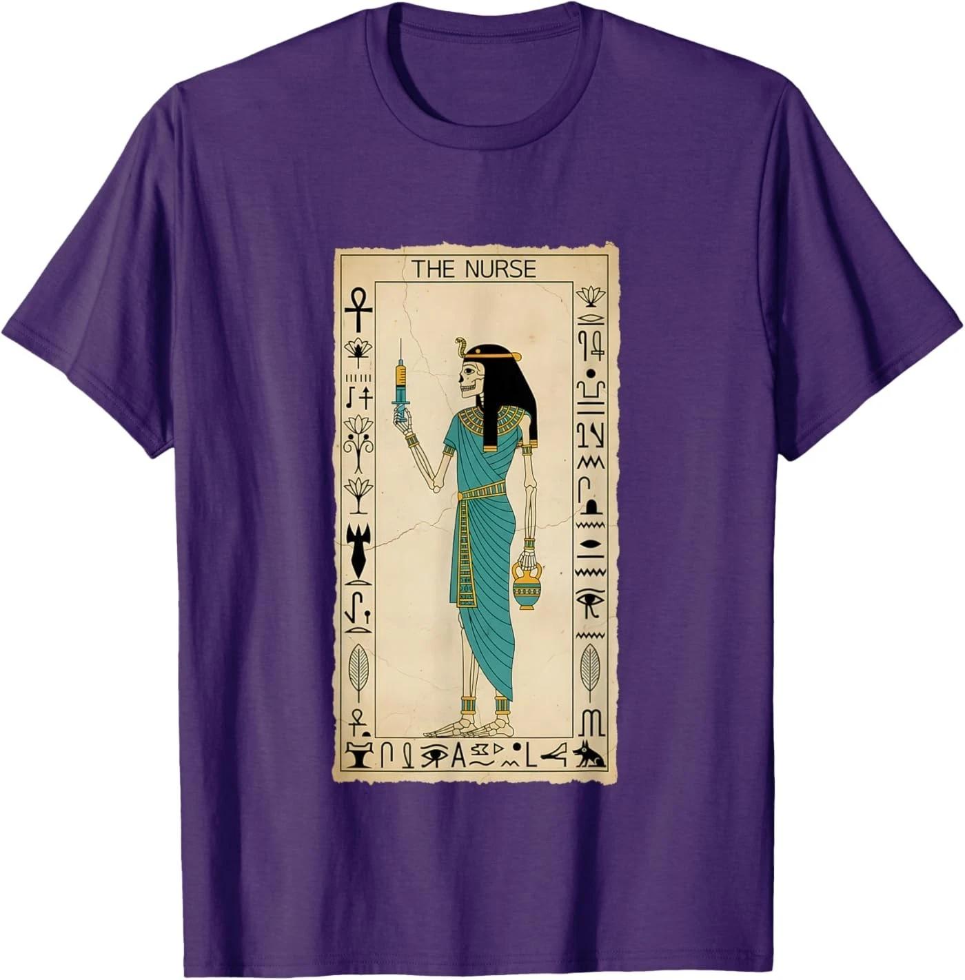 Egyptian Skeleton Nurse Tarot Card Medical Goth T-Shirt S