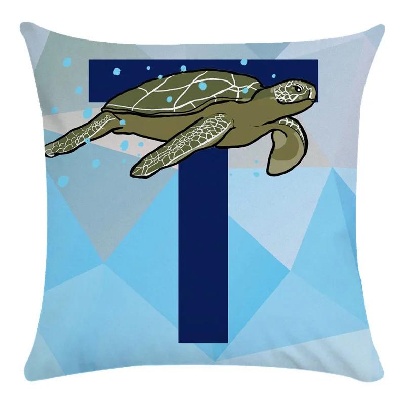 Animal Print Pillowcase Cushion Cover Super Soft Peach Skin  Fashion Blue Letter