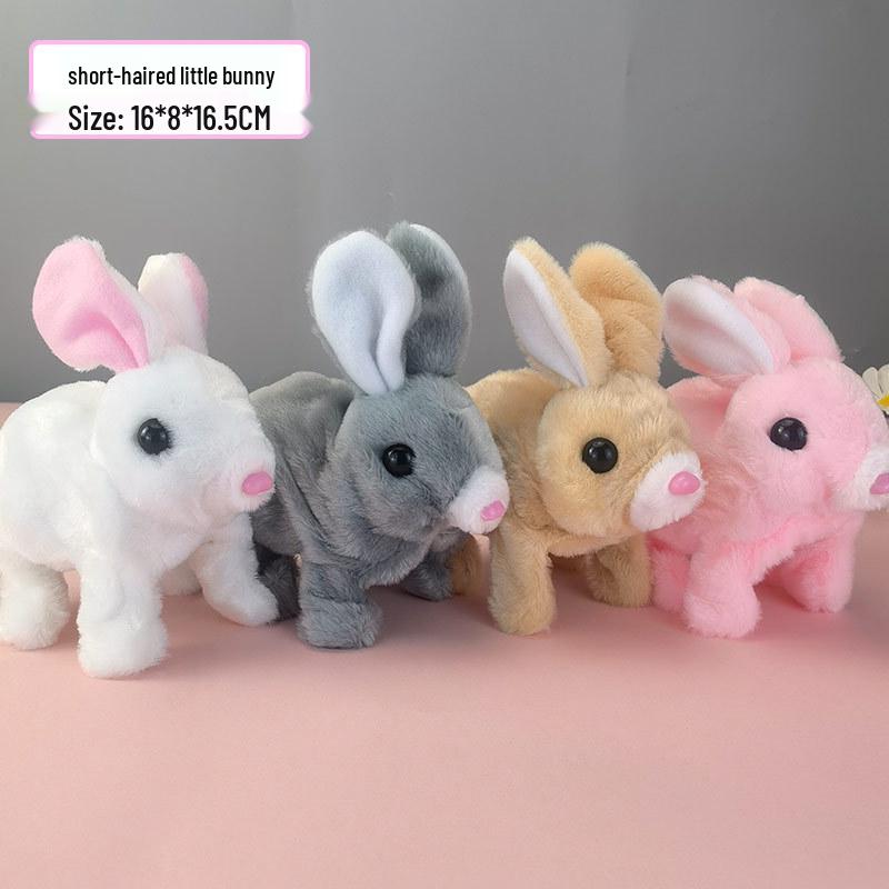 Interactive White Plush Rabbit Toy: Walks, Cries, and Moves Ears
