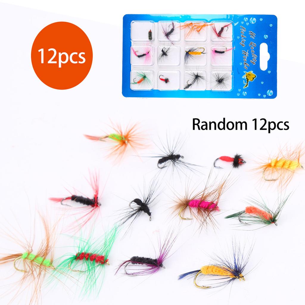12 Paper Card Fly Hook Set Fly Fishing , Wild Fishing  Hook