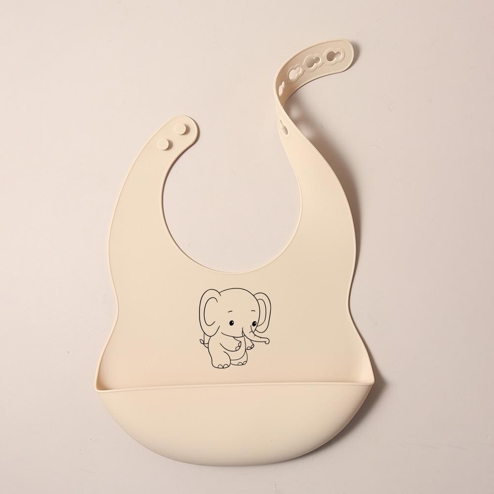 Custom Silicone Baby Bib with & Cartoon Print pattern Food-Grade solid Feeding Bib DZ13
