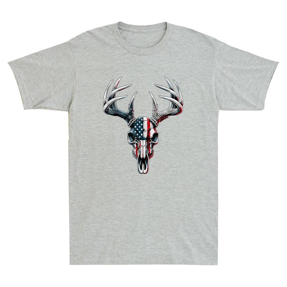 Whitetail Deer Hunting On Buck Skull Horror Graphic Unisexs Short Sleeve Tshirt