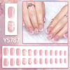 Cross-border Sweet Pink Floral 3D Glue Medium Square Nail Tips - 24 Detachable Pieces