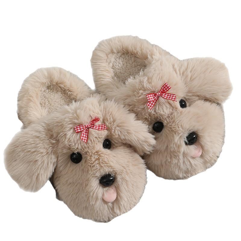 Welpen Baumwollpantoffeln Damen Indoor Zuhause Rutschfest Niedlich Warm Baumwolle Hausschuhe Winter Eltern-Kind