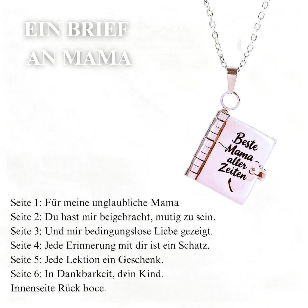 Europäische & Amerikanische Kreative Liebesbrief Titanstahl Halskette mit Gravur, Öffnbares Geschenk für Enkelin.